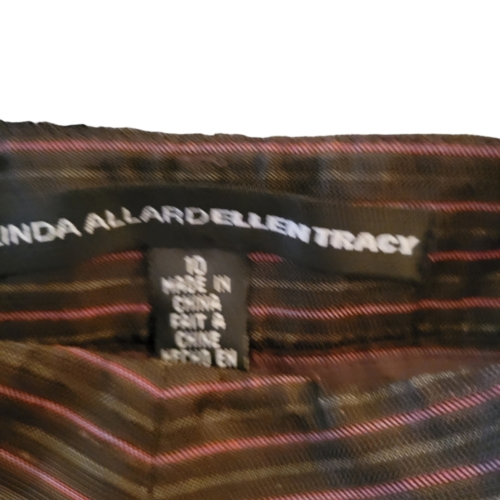 Linda Allard Ellen Tracy Pants Stripes Black Pink Gray 10 - Picture 2 of 2